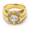 Oro Laminado Mens Ring, Gold Filled Style with White Cubic Zirconia, Polished, Golden Finish, 01.192.0002.10 (Size 10)