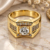 Oro Laminado Mens Ring, Gold Filled Style with White Cubic Zirconia, Polished, Golden Finish, 01.192.0005.09 (Size 9)