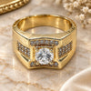 Oro Laminado Mens Ring, Gold Filled Style with White Cubic Zirconia, Polished, Golden Finish, 01.192.0005.10 (Size 10)