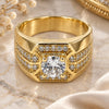 Oro Laminado Mens Ring, Gold Filled Style with White Cubic Zirconia, Polished, Golden Finish, 01.192.0008.09 (Size 9)