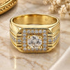 Oro Laminado Mens Ring, Gold Filled Style with White Cubic Zirconia, Polished, Golden Finish, 01.192.0007.09 (Size 9)