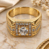 Oro Laminado Mens Ring, Gold Filled Style with White Cubic Zirconia, Polished, Golden Finish, 01.192.0007.10 (Size 10)