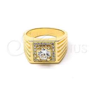 Gold Filled Ring — Mens Ring with White Cubic Zirconia Diamond Cutting — main product view — SKU 102704 | Oro Laminado anillo — Mens Ring with blanco Cubic Zirconia Diamond Cutting — SKU 102704