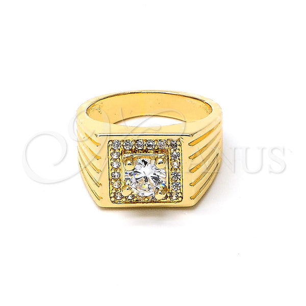 Gold Filled Ring — Mens Ring with White Cubic Zirconia Diamond Cutting — main product view — SKU 102704 | Oro Laminado anillo — Mens Ring with blanco Cubic Zirconia Diamond Cutting — SKU 102704