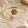 Oro Laminado Individual Bangle, Gold Filled Style Flower Design, Polished, Golden Finish, 07.192.0005 (60 MM Thickness, One size fits all)