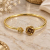 Oro Laminado Individual Bangle, Gold Filled Style Flower Design, Polished, Golden Finish, 07.192.0004 (60 MM Thickness, One size fits all)