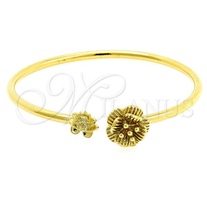 Gold Filled Jewelry — Individual Bangle Flower Design Polished 07. 60 MM — main product view — SKU 102708 | Oro Laminado joyería — Individual Bangle flor diseño pulido 07. 60 MM — SKU 102708