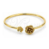 Oro Laminado Individual Bangle, Gold Filled Style Flower Design, Polished, Golden Finish, 07.192.0004 (60 MM Thickness, One size fits all)