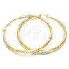 Oro Laminado Extra Large Hoop, Gold Filled Style Hollow Design, Diamond Cutting Finish, Tricolor, 02.170.0084.1.70