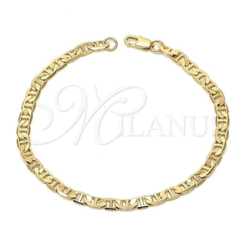 Oro Laminado Basic Bracelet, Gold Filled Style Mariner Design, Polished, Golden Finish, 5.222.025.08 (100 Gauge, 05 MM Thickness, 8 Inches Length)