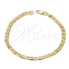 Oro Laminado Basic Bracelet, Gold Filled Style Mariner Design, Polished, Golden Finish, 5.222.025.08 (100 Gauge, 05 MM Thickness, 8 Inches Length)