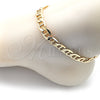 Oro Laminado Basic Anklet, Gold Filled Style Mariner Design, Polished, Golden Finish, 5.222.021.10 (200 Gauge, 09 MM Thickness, 10 Inches Length)
