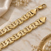 Oro Laminado Basic Anklet, Gold Filled Style Mariner Design, Polished, Golden Finish, 5.222.021.10 (200 Gauge, 09 MM Thickness, 10 Inches Length)