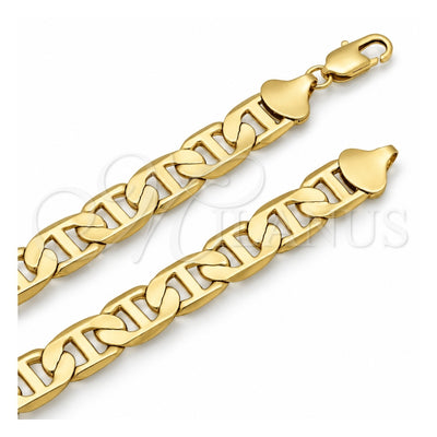 Oro Laminado Basic Anklet, Gold Filled Style Mariner Design, Polished, Golden Finish, 5.222.021.10 (200 Gauge, 09 MM Thickness, 10 Inches Length)