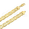 Oro Laminado Basic Anklet, Gold Filled Style Mariner Design, Polished, Golden Finish, 5.222.021.10 (200 Gauge, 09 MM Thickness, 10 Inches Length)