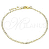 Oro Laminado Basic Anklet, Gold Filled Style Curb Design, Polished, Golden Finish, 5.222.008.10 (02 MM Thickness, 10 Inches Length)