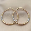 Oro Laminado Large Hoop, Gold Filled Style Hollow Design, Diamond Cutting Finish, Tricolor, 02.170.0064.1.50