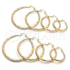 Oro Laminado Large Hoop, Gold Filled Style Hollow Design, Diamond Cutting Finish, Tricolor, 02.170.0064.1.50