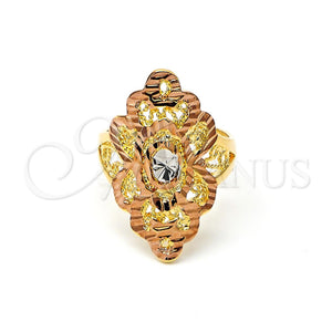 Gold Filled Ring — Elegant Ring Filigree Design Diamond Cutting Tricolor 5. — main product view — SKU 102782 | Oro Laminado anillo — Elegant Ring Filigree diseño Diamond Cutting Tricolor 5. — SKU 102782