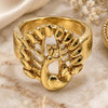 Oro Laminado Elegant Ring, Gold Filled Style Peacock Design, Diamond Cutting Finish, Golden Finish, 5.175.008.07 (Size 7)