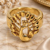 Oro Laminado Elegant Ring, Gold Filled Style Peacock Design, Diamond Cutting Finish, Golden Finish, 5.175.008.08 (Size 8)