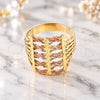 Oro Laminado Elegant Ring, Gold Filled Style Filigree Design, Diamond Cutting Finish, Tricolor, 5.174.002.07 (Size 7)