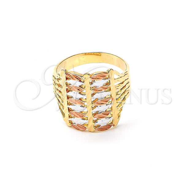 Gold Filled Ring — Elegant Ring Filigree Design Diamond Cutting Tricolor 5. — main product view — SKU 102791 | Oro Laminado anillo — Elegant Ring Filigree diseño Diamond Cutting Tricolor 5. — SKU 102791