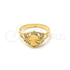 Oro Laminado Elegant Ring, Gold Filled Style Diamond Cutting Finish, Golden Finish, 5.174.012.08 (Size 8)