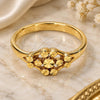 Oro Laminado Elegant Ring, Gold Filled Style Flower Design, Diamond Cutting Finish, Golden Finish, 5.174.019.06 (Size 6)