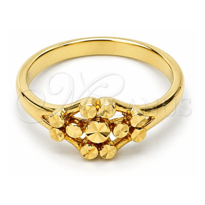 Oro Laminado Elegant Ring, Gold Filled Style Flower Design, Diamond Cutting Finish, Golden Finish, 5.174.019.07 (Size 7)