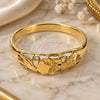 Oro Laminado Elegant Ring, Gold Filled Style Shell and Heart Design, Diamond Cutting Finish, Golden Finish, 5.174.025.09 (Size 9)