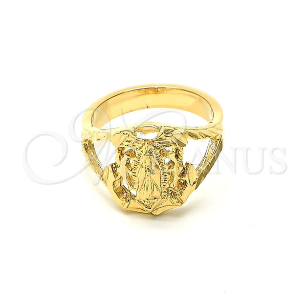 Gold Filled Ring — Mens Ring Guadalupe Design Diamond Cutting 5. Size — main product view — SKU 102817 | Oro Laminado anillo — Mens Ring Guadalupe diseño Diamond Cutting 5. Size — SKU 102817