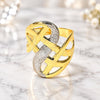 Oro Laminado Elegant Ring, Gold Filled Style Twist Design, Polished, Two Tone, 117.010.08 (Size 8)