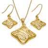Oro Laminado Earring and Pendant Adult Set, Gold Filled Style Polished, Golden Finish, 10.59.0240