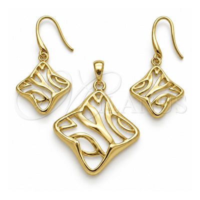 Oro Laminado Earring and Pendant Adult Set, Gold Filled Style Polished, Golden Finish, 10.59.0240