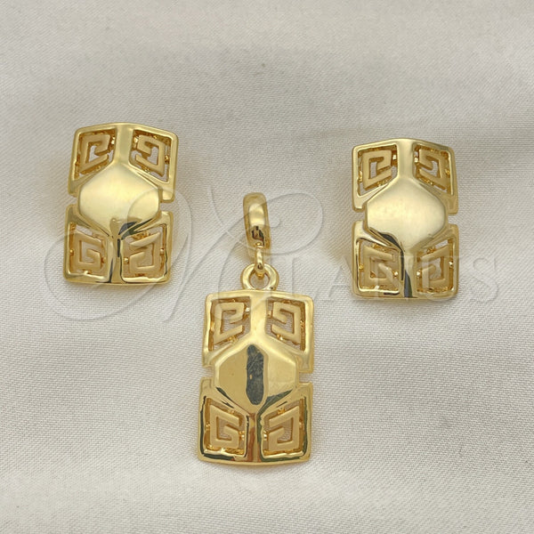 Gold Filled Ring — Earring and Pendant Adult Set Greek Key Design — alternate product view — SKU 102883 | Oro Laminado anillo — Earring and Pendant Adult Set Greek Key diseño — SKU 102883