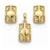 Oro Laminado Earring and Pendant Adult Set, Gold Filled Style Greek Key Design, Polished, Golden Finish, 10.59.0239