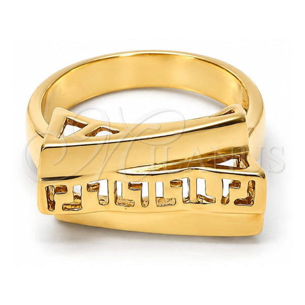Oro Laminado Elegant Ring, Gold Filled Style Greek Key Design, Polished, Golden Finish, 5.175.011.09 (Size 9)