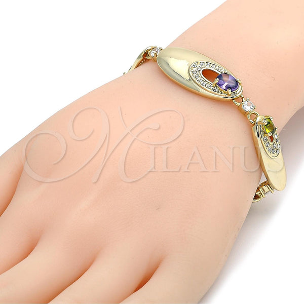 Gold Filled Bracelet — Fancy Bracelet with Multicolor Cubic Zirconia and White — alternate product view — SKU 102927 | Oro Laminado brazalete — elegante Bracelet with Multicolor Cubic Zirconia and blanco — SKU 102927