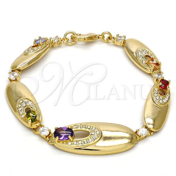 Gold Filled Bracelet — Fancy Bracelet with Multicolor Cubic Zirconia and White — main product view — SKU 102927 | Oro Laminado brazalete — elegante Bracelet with Multicolor Cubic Zirconia and blanco — SKU 102927