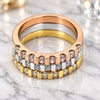 Oro Laminado Multi Stone Ring, Gold Filled Style Triple Design, with White Cubic Zirconia, Polished, Tricolor, 01.99.0004.09 (Size 9)