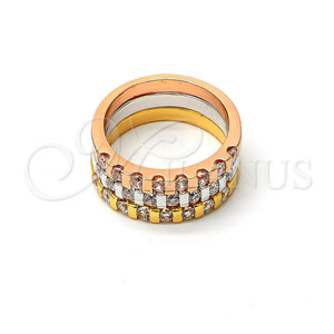 Gold Filled Ring — Multi Stone Ring Triple Design with White Cubic — main product view — SKU 102999 | Oro Laminado anillo — Multi Stone Ring Triple diseño with blanco Cubic — SKU 102999