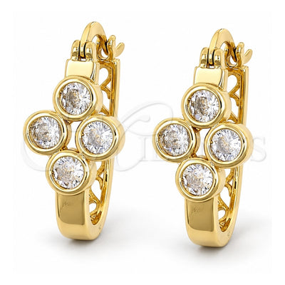 Oro Laminado Small Hoop, Gold Filled Style with White Cubic Zirconia, Polished, Golden Finish, 02.196.0022.15