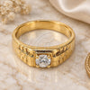 Oro Laminado Mens Ring, Gold Filled Style with White Cubic Zirconia, Diamond Cutting Finish, Golden Finish, 5.175.021.08 (Size 8)