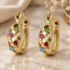 Oro Laminado Small Hoop, Gold Filled Style with Multicolor Crystal, Polished, Golden Finish, 02.150.0009