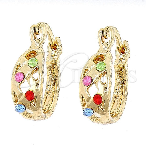 Gold Filled Hoop Earrings — Small Hoop with Multicolor Crystal Polished 02. — main product view — SKU 103149 | Oro Laminado aretes de aro — Small Hoop with Multicolor cristal pulido 02. — SKU 103149