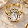 Oro Laminado Multi Stone Ring, Gold Filled Style Cluster Design, with White Cubic Zirconia, Polished, Golden Finish, 5.176.034.09 (Size 9)