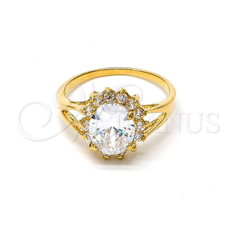 Oro Laminado Multi Stone Ring, Gold Filled Style Cluster Design, with White Cubic Zirconia, Polished, Golden Finish, 5.176.034.1.09 (Size 9)