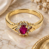 Oro Laminado Multi Stone Ring, Gold Filled Style with Garnet and White Cubic Zirconia, Polished, Golden Finish, 5.172.027.09 (Size 9)