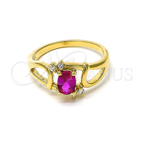 Oro Laminado Multi Stone Ring, Gold Filled Style with Garnet and White Cubic Zirconia, Polished, Golden Finish, 5.172.028.09 (Size 9)